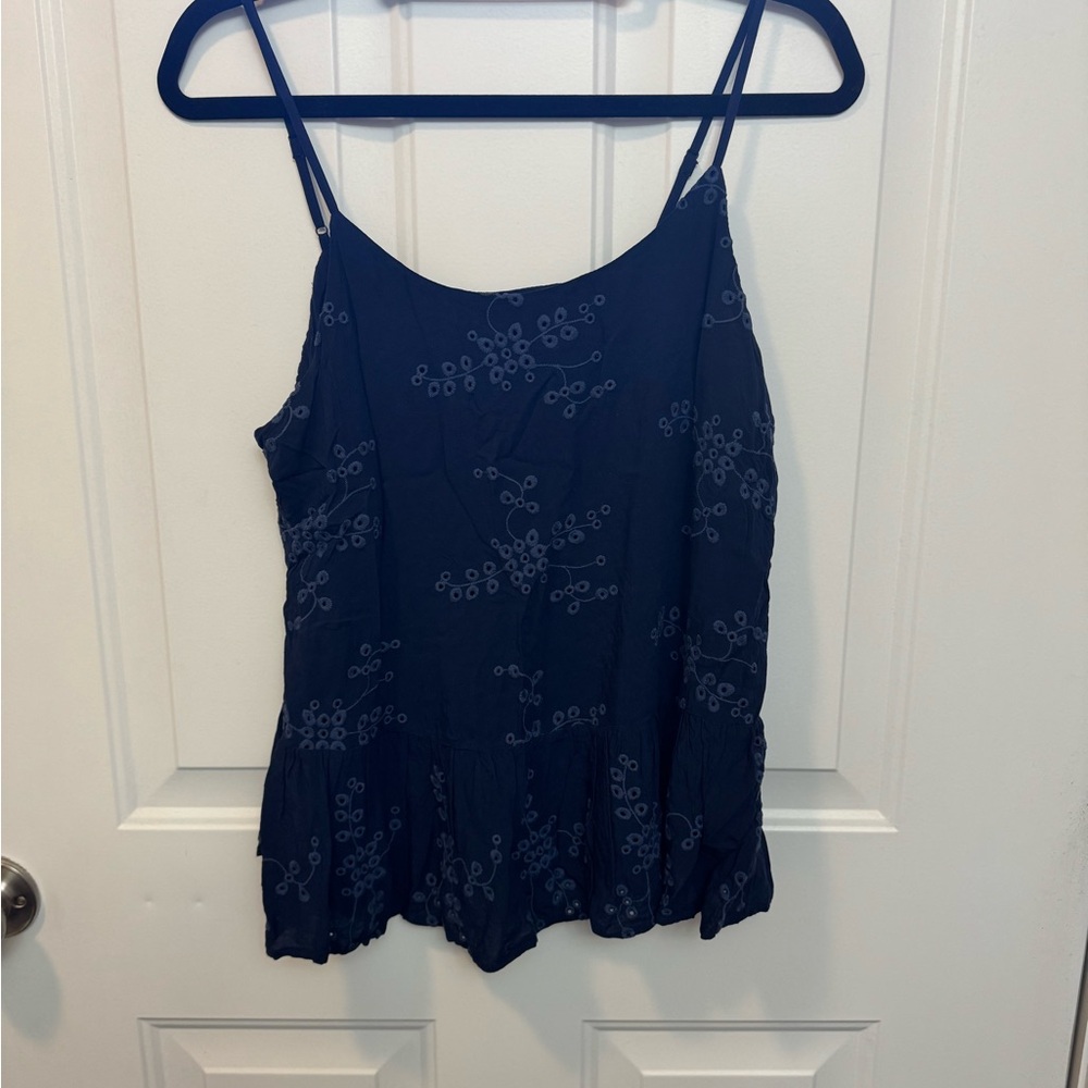 Navy Blue Floral Women's Top